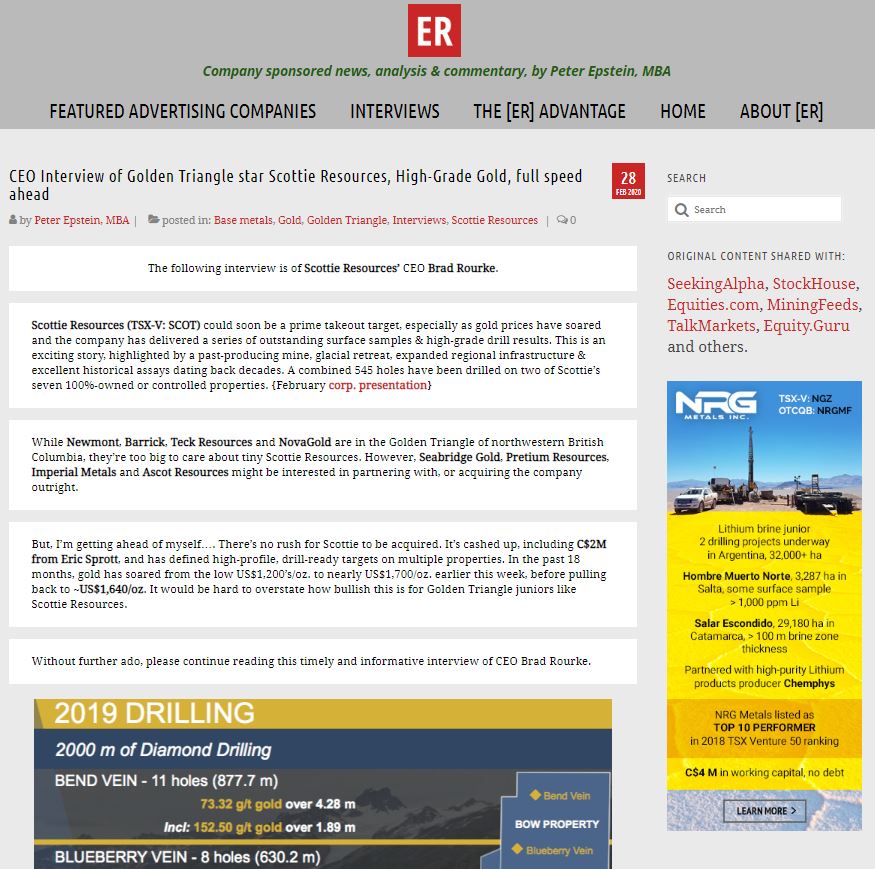 CEO Interview of Golden Triangle star Scottie Resources, High-Grade Gold, full speed ahead