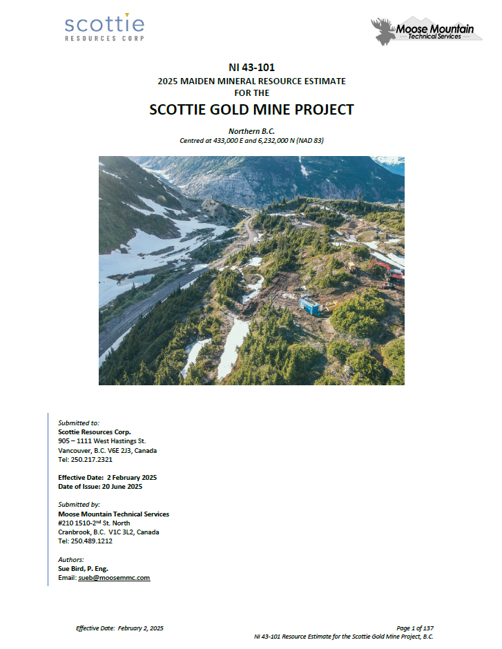 Technical Report on the Scottie Gold Mine Project (2025)